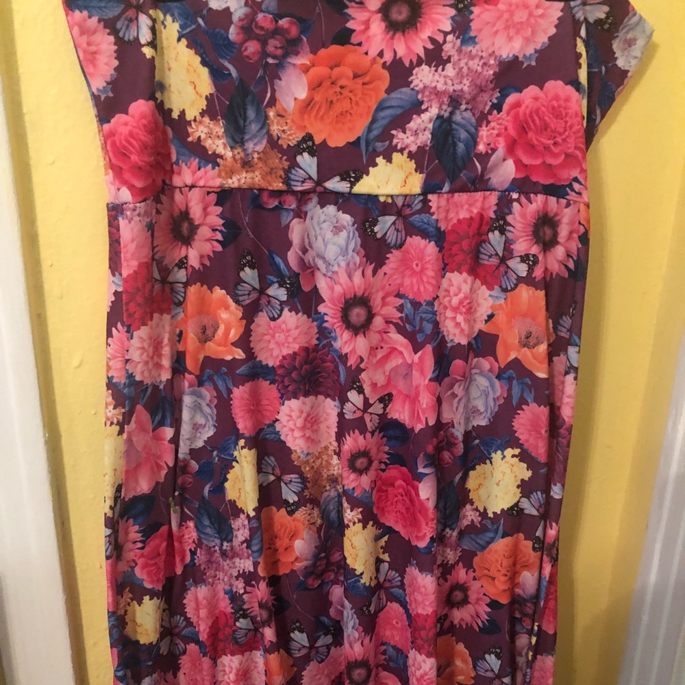 LuLaRoe Floral Butterfly Purple Maxi
